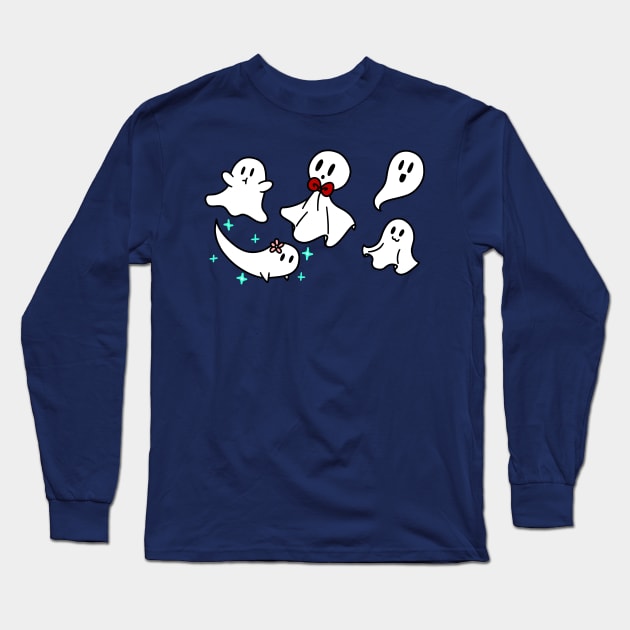 Five Cute Ghosts Long Sleeve T-Shirt by saradaboru